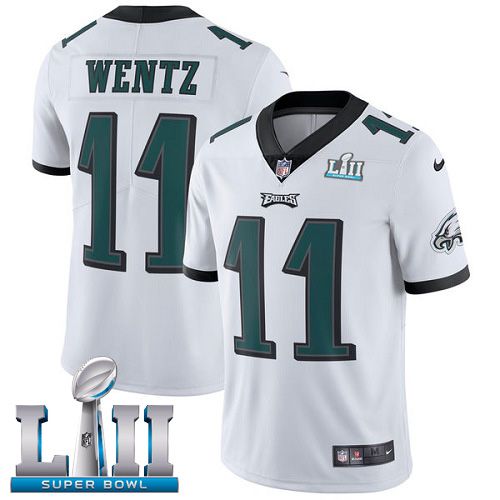 Men Philadelphia Eagles #11 Wentz White Limited 2018 Super Bowl NFL Jerseys